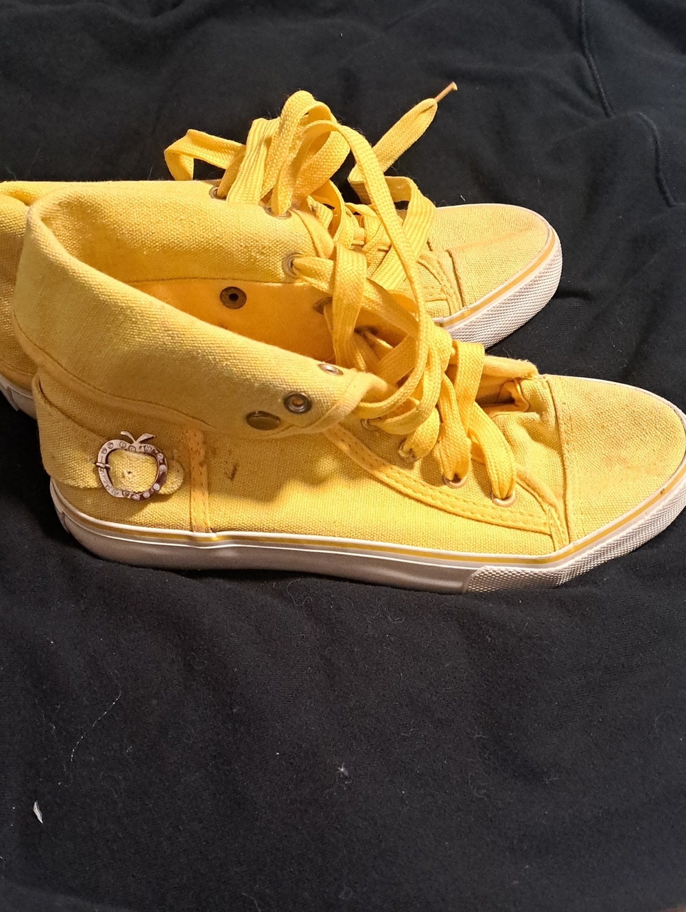 Apple Bottoms Yellow High-Top Canvas Sneakers for Women